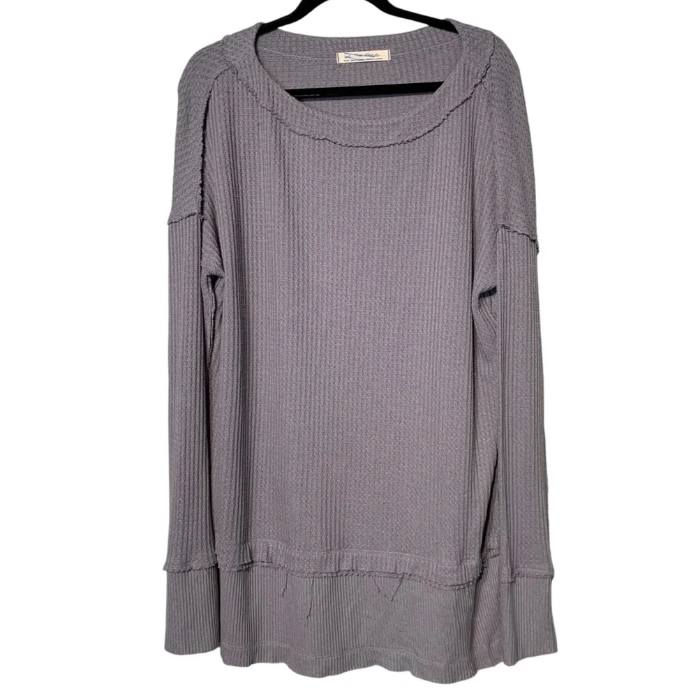 Free People We The Free North Shore Thermal Waffle Knit Top Small
